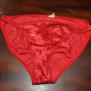 Vintage 1980s Classified Red Satin Polyester High Rise Brief Panties Size 5/S